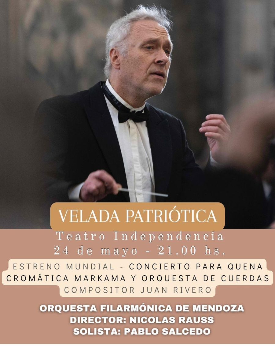 Official poster: May 25 in Mendoza, Velada Patriótica at Teatro Independencia